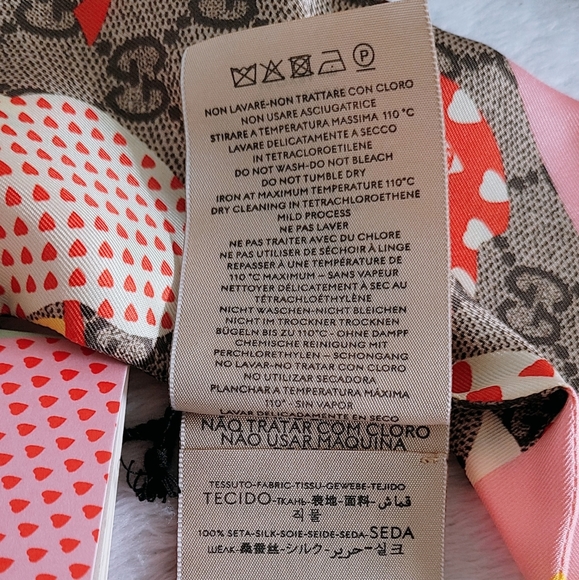 Authentic Gucci Les Pommes GG Apples silk Neck bow Twilly Scarf  multicolor - Picture 13 of 16